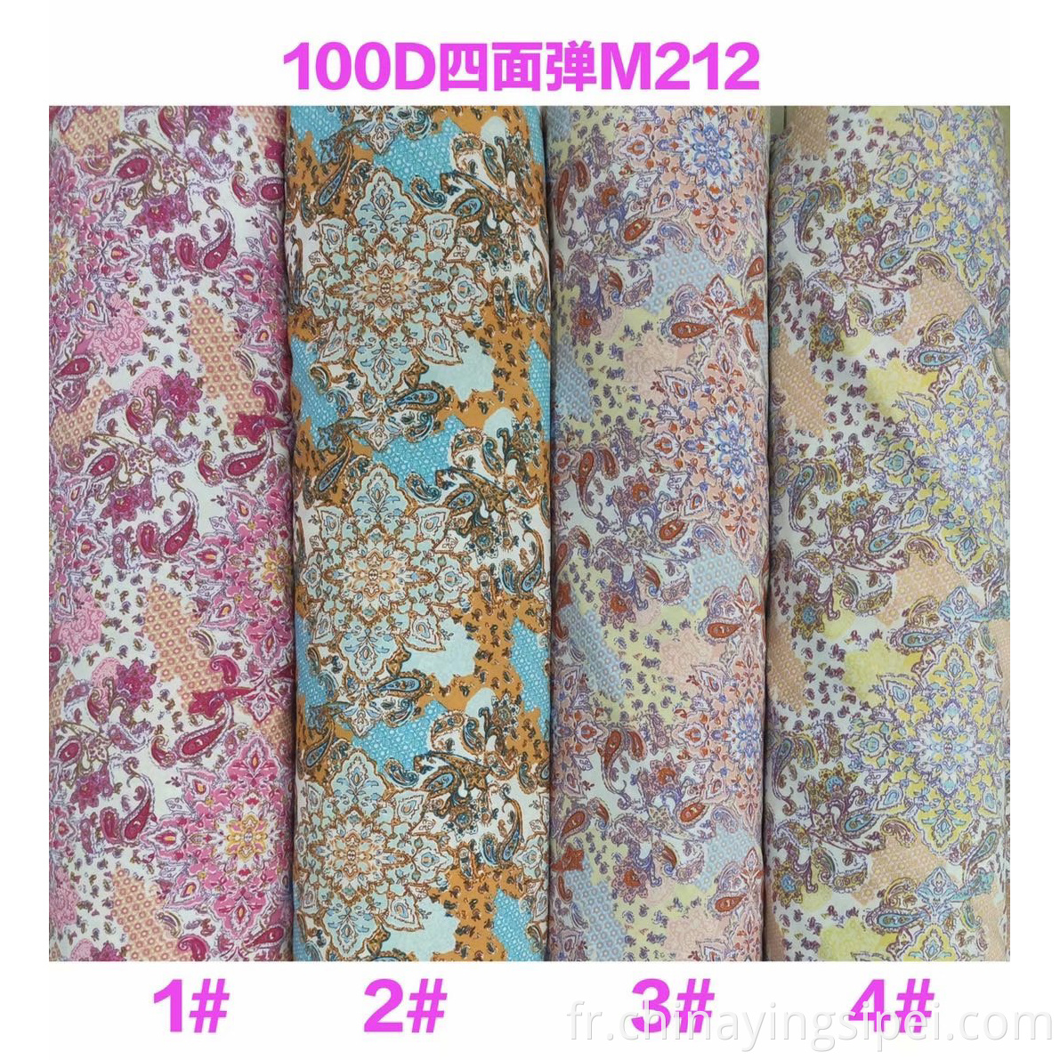 ISP Textile Flower Print 4 Way Stretch 97% Polyester 3% Tissu d'élastane Tissu d'impression pour femme robe